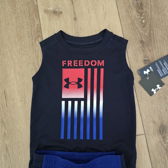 Under Armour Toddler Boys Freedom Flag Tank Top and Shorts Set Midnight… - Picture 3 of 9